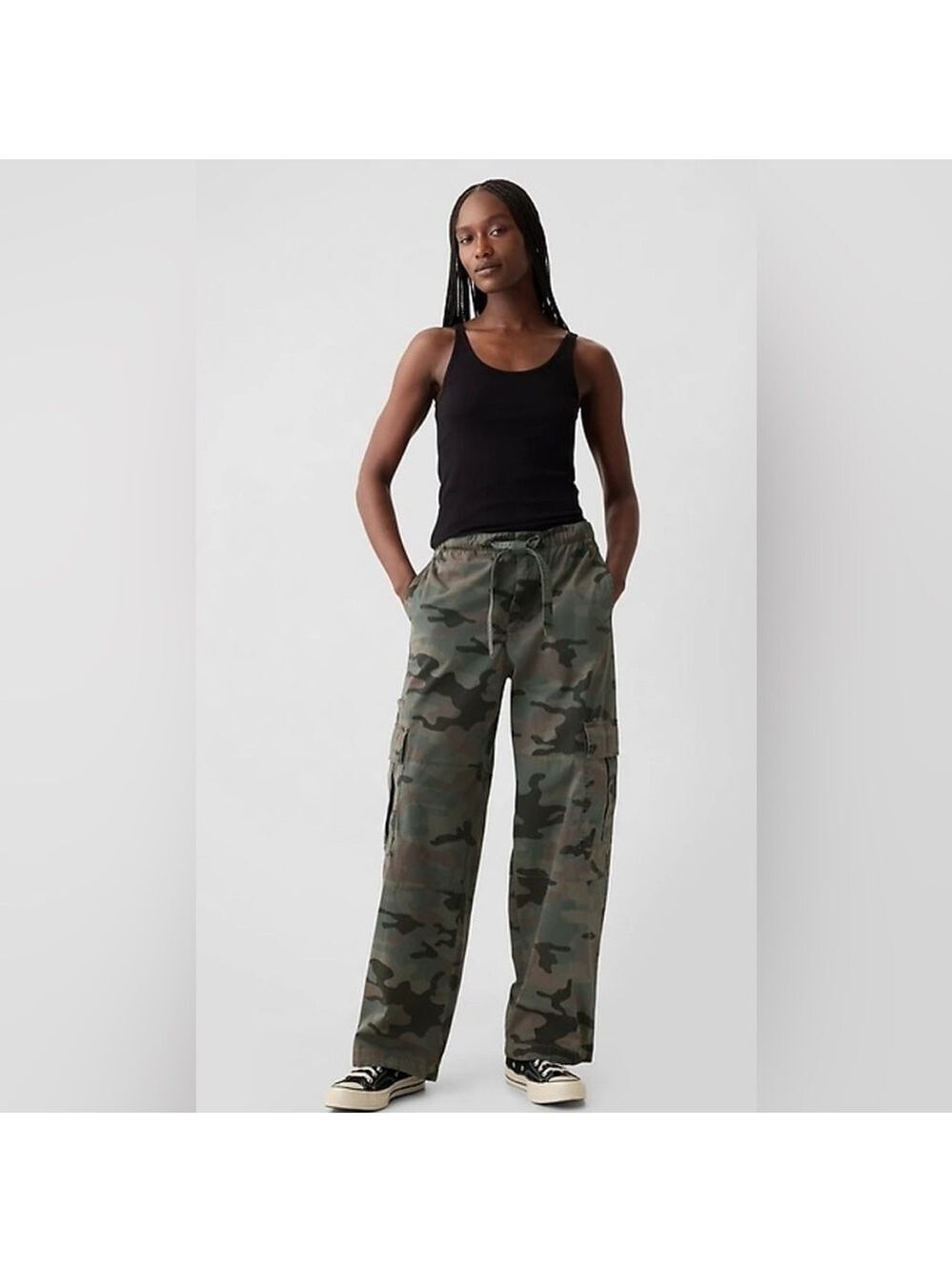 GAP Fine Twill Green Camo Street Wear Baggy Wide Leg Oversized Cargo Pants XXL